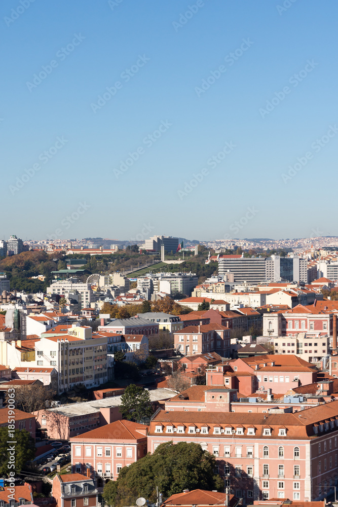Vista do horizonte de Lisboa, Portugal. Dezembro de 2017