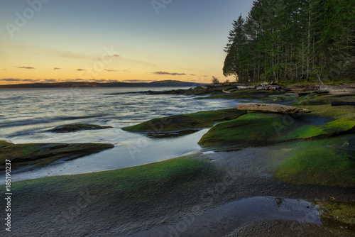 Scenic sunset view of the ocean from Roberts Memorial Park in Nanaimo, British Columbia.