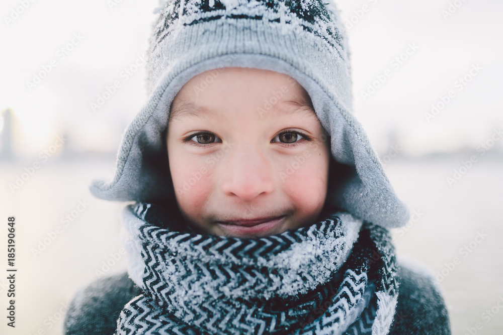 Boy of ten years in winter time Boy of ten years in winter time