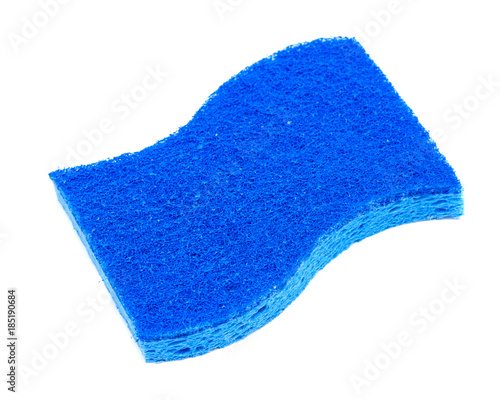 Non scratch blue scrubbing sponge isolated on white background