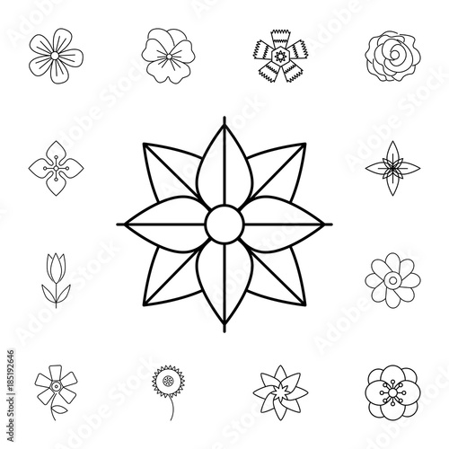 abstract type of flowers Line Icon. Set of beautiful flower icons. Signs, outline eco collection, simple thin line icons for websites, web design, mobile app, info graphics © gunayaliyeva