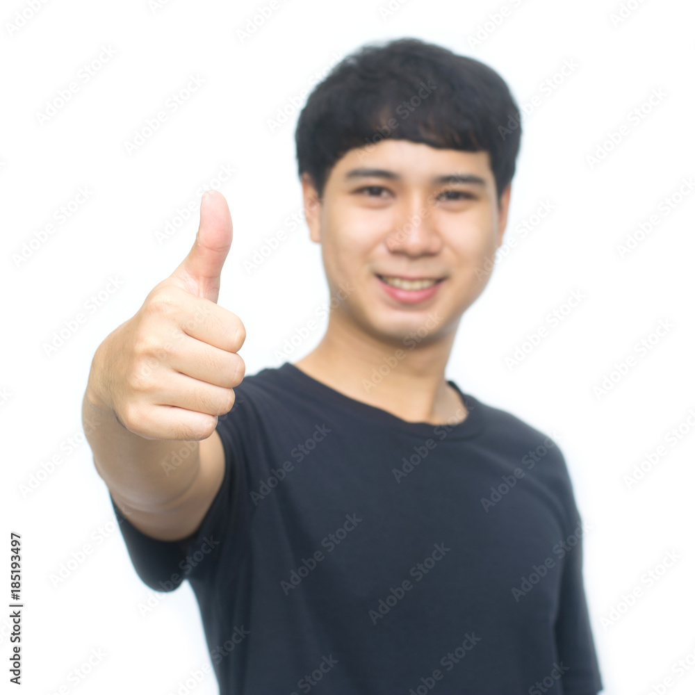 Satisfied positive man gesturing ok sign Isolated on white background with clipping path Satisfied positive man gesturing ok sign Isolated on white background with clipping path