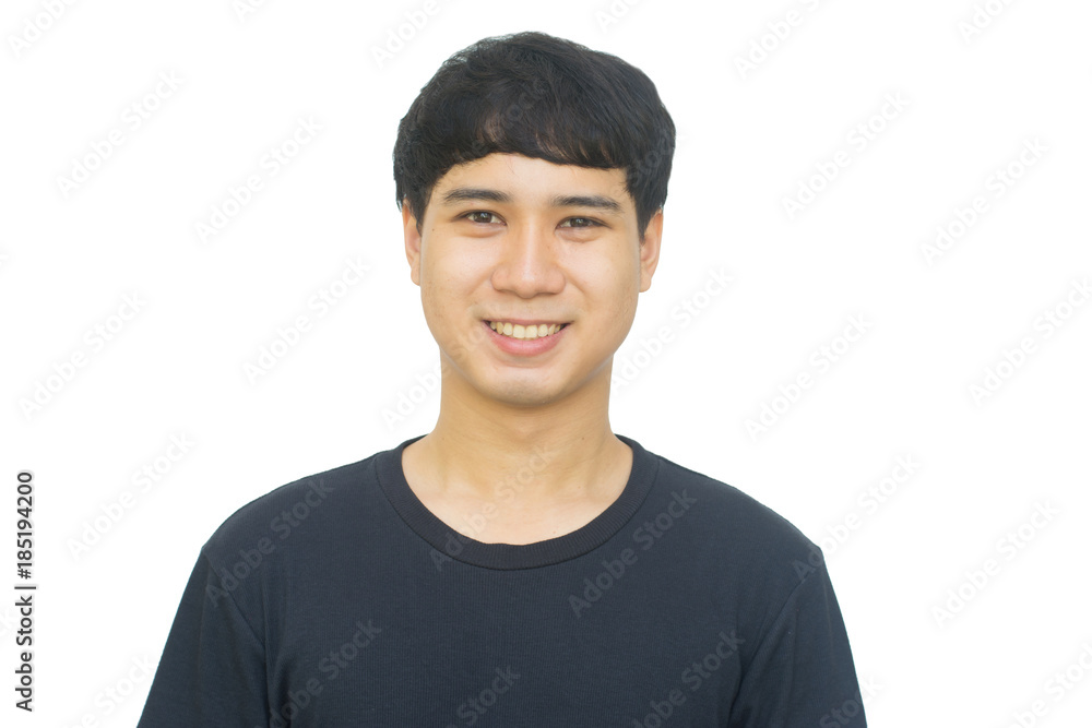 Happy asian young man smiling isolated on white background with clipping path.Emotions and people concept Happy asian young man smiling isolated on white background with clipping path.Emotions and people concept