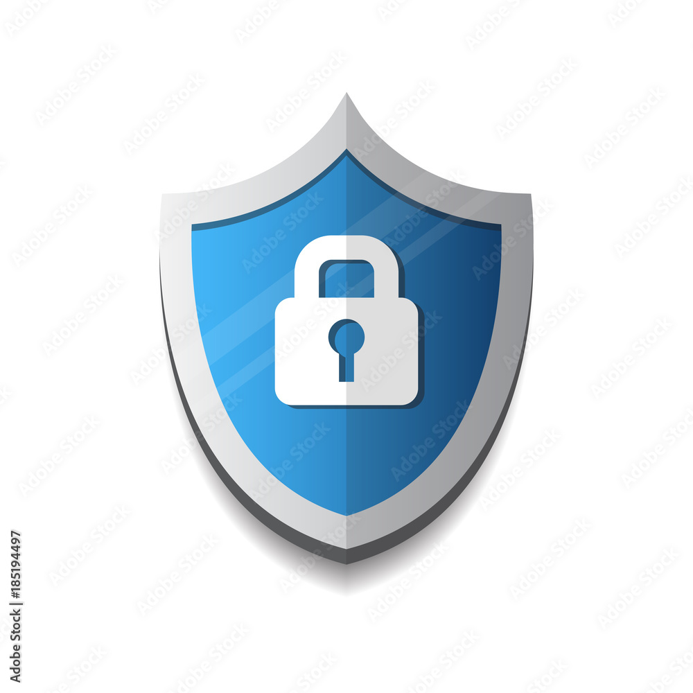 Lock On Shield Icon Protection And Security Concept Vector Illustration Lock On Shield Icon Protection And Security Concept Vector Illustration