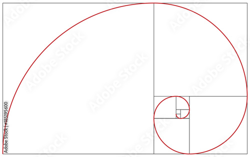 Fibonacci spiral. Golden ratio