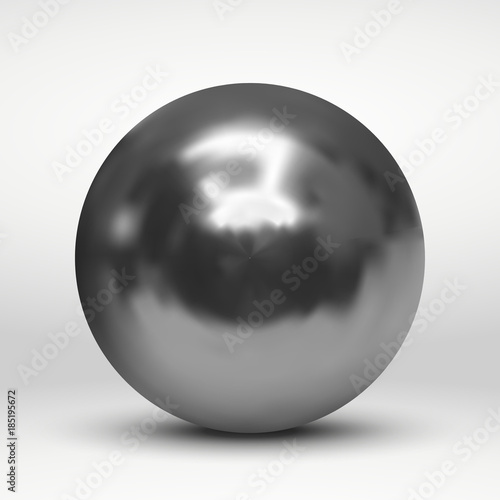 Realistic metallic ball isolated on white background.