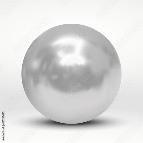 Realistic silver ball isolated on white background. pearl