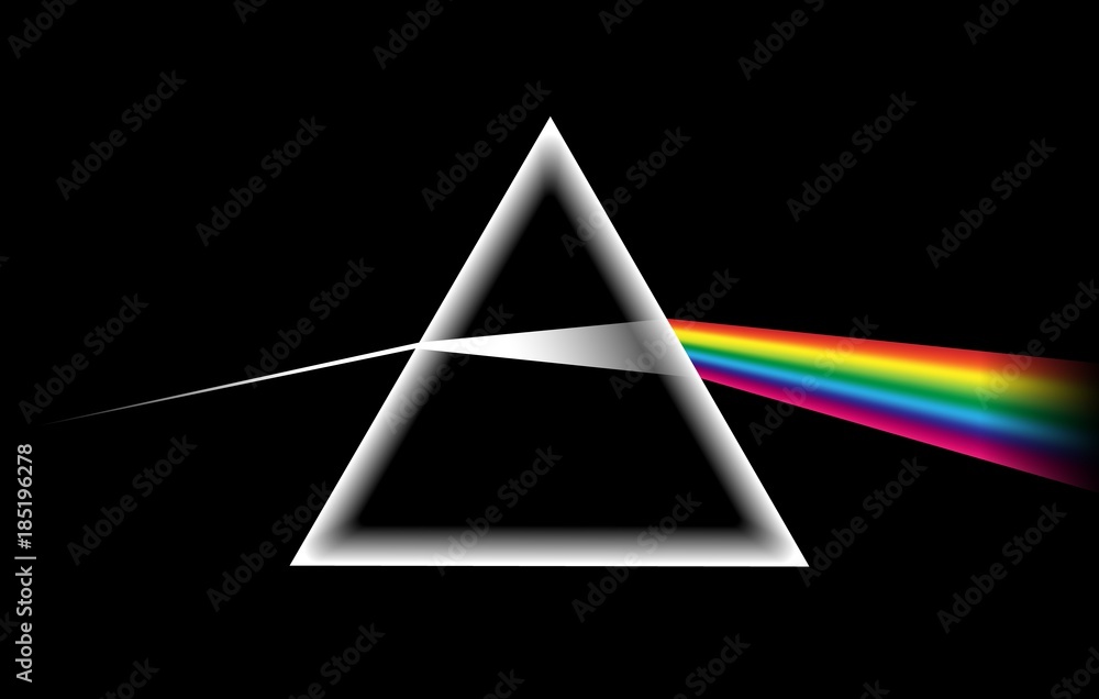 Rainbow light prism. Optical glass pyramid with visible spectrum wave rays  vector illustration Stock Vector | Adobe Stock