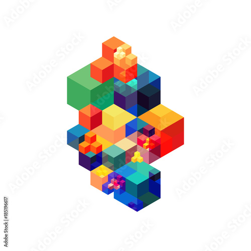 Abstract modern colorful transparent geometric isometric background