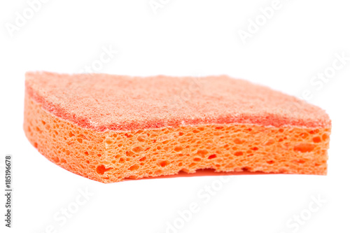 Orange non scratch scrubbing sponge isolated on white background