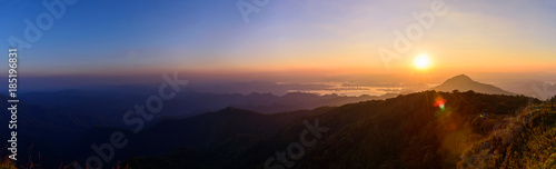 Panorama view of high mountain in sunset time
