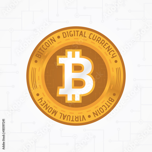 Golden bitcoin coin. Crypto currency golden coin  bitcoin symbol on white background. Vector illustration