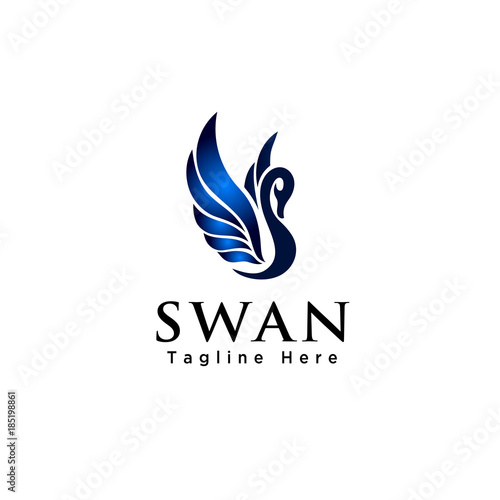 Abstract flying swan logo