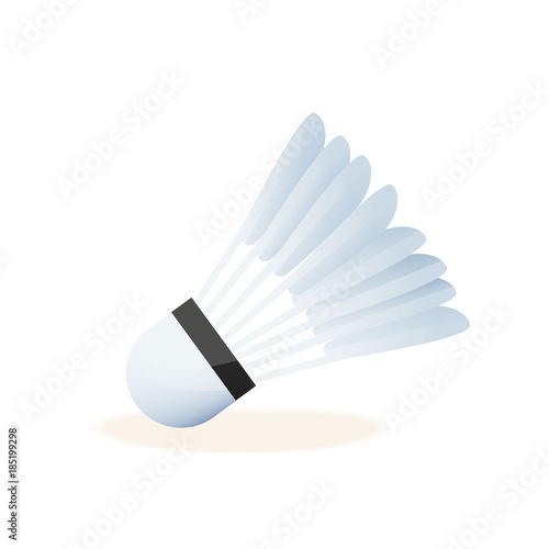 Realistic shuttlecock for big tennis, badminton, close-up. Sports equipment, competitions.