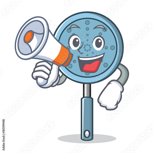 With megaphone skimmer utensil character cartoon