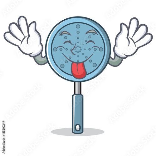 Tongue out skimmer utensil character cartoon