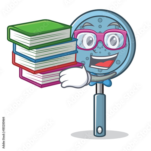 Student with book skimmer utensil character cartoon