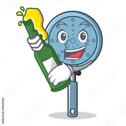 With beer skimmer utensil character cartoon