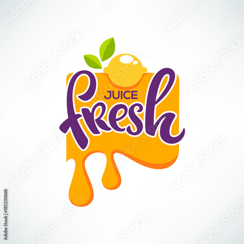  bright  sticker, emblem and logo for citrus fruit  fresh juice