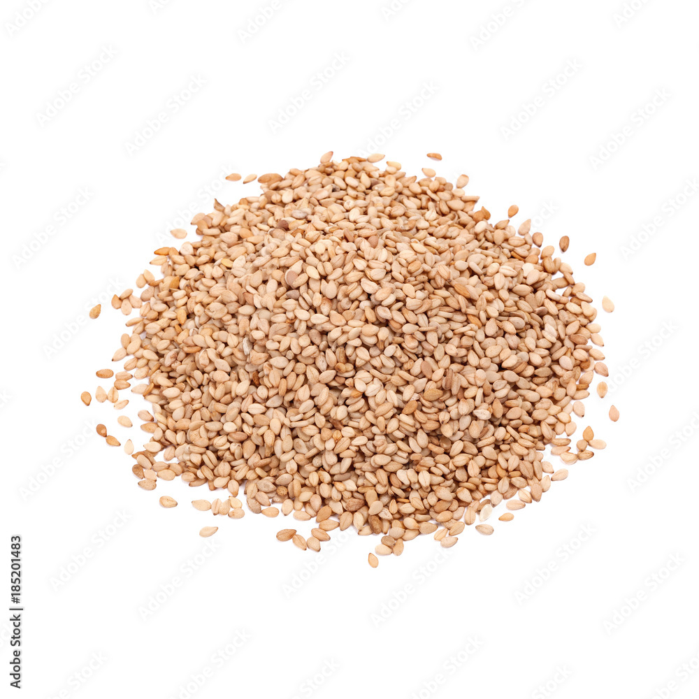 Pile of sesame. Sesame seeds isolated on white Pile of sesame. Sesame seeds isolated on white