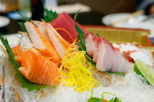 Sashimi on the plate, japanese food.