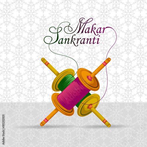 Happy Makar Sankranti background with colorful kite