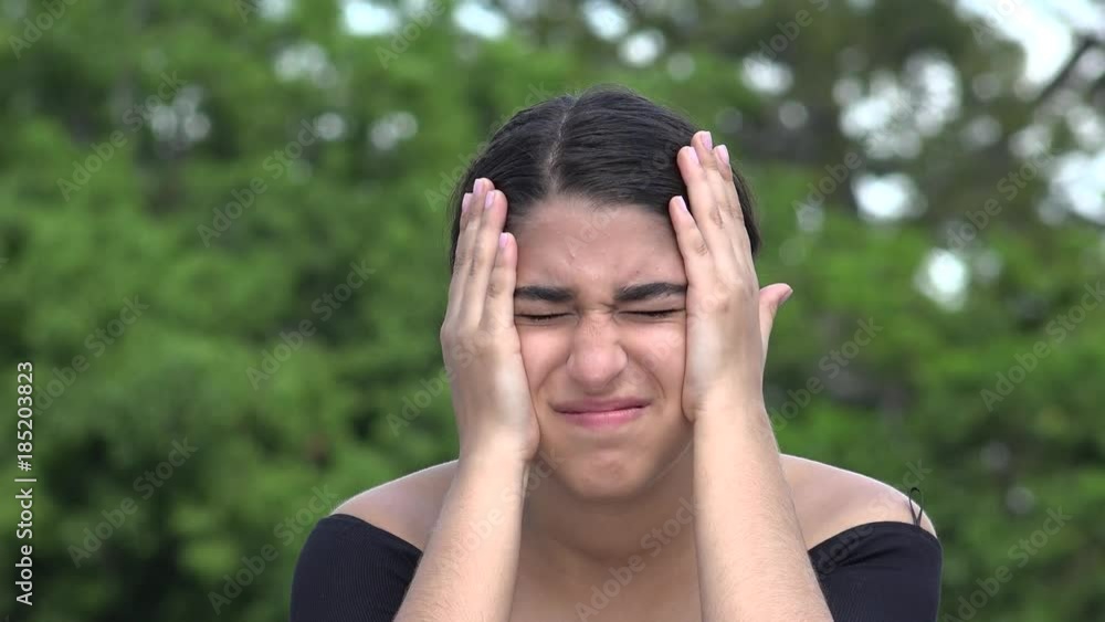 Stressed Anxious Female Hispanic Teenager Stressed Anxious Female Hispanic Teenager