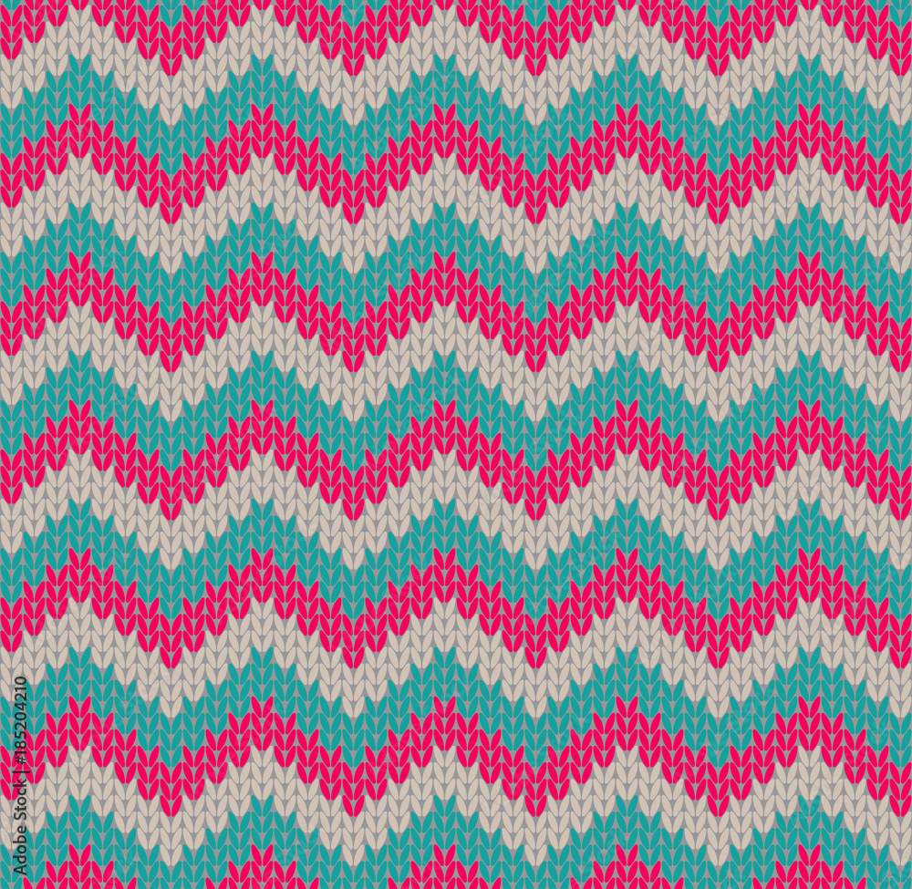Beautiful zig-zag seamless vector knitted pattern