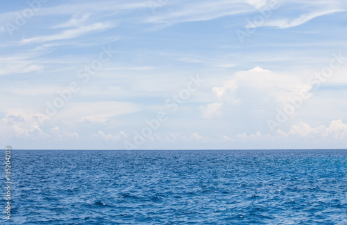 Nature background of Blue sea water and sky with cloud