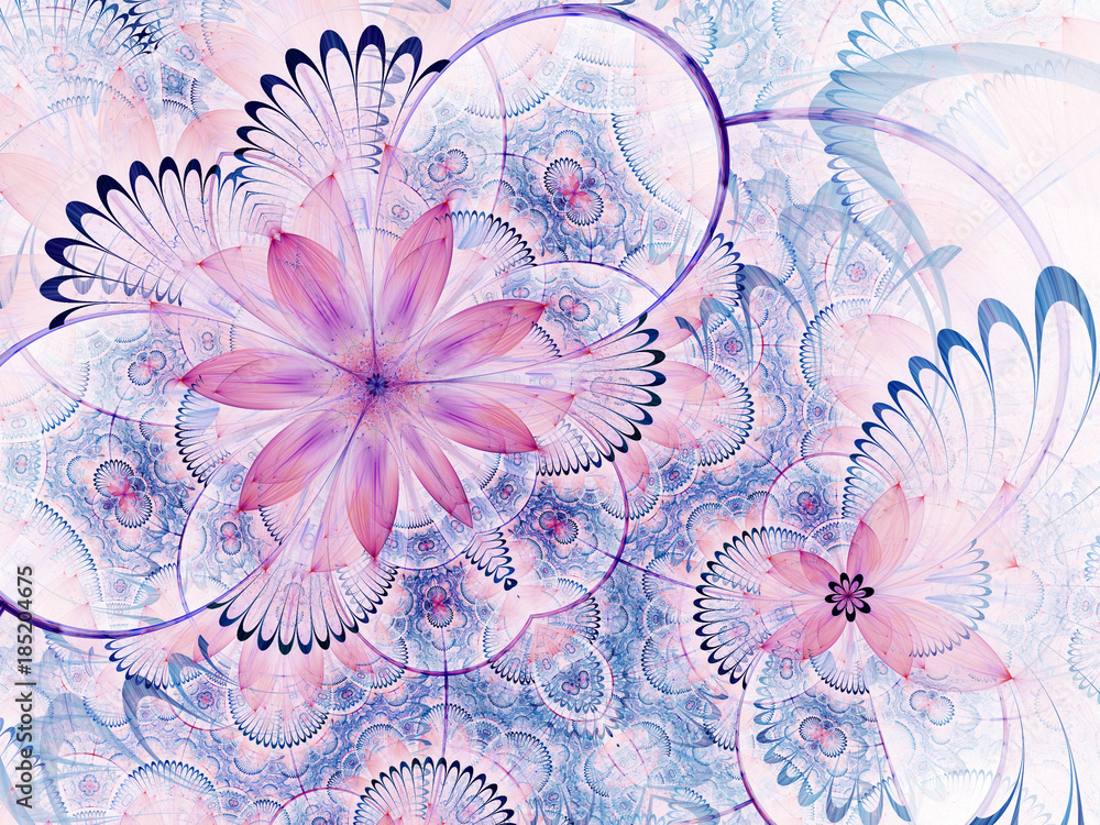 Soft fractal flower, digital artwork for creative graphic design