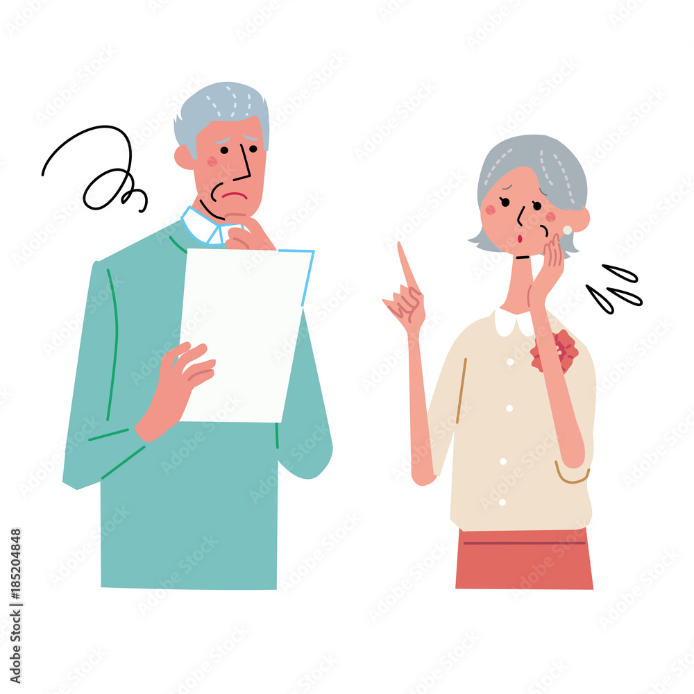 シニア 夫婦 イラスト 書類 Stock Vector Adobe Stock