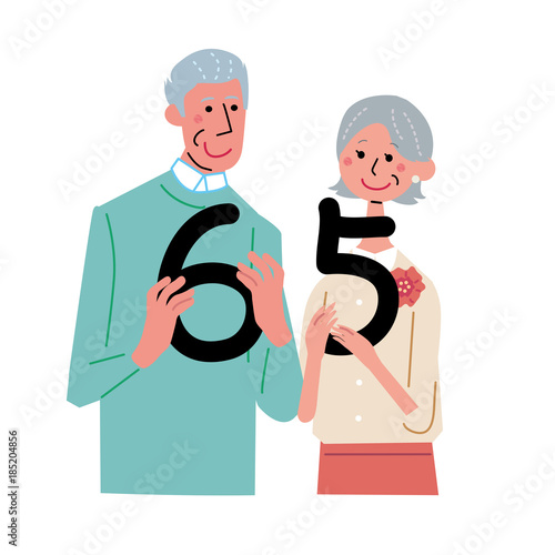 65歳　シニア　夫婦　イラスト
