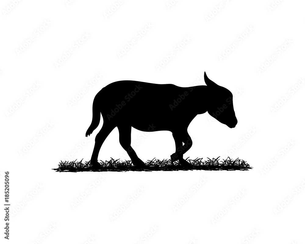 Fototapeta premium Black Donkey Illustration Animal Logo Silhouette