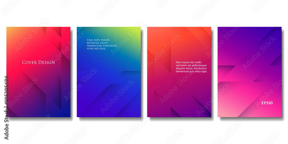 Fototapeta premium Set of Vector Colorful Brochure Templates. Abstract Three Dimensional Texture with Gradient Effect. Applicable for Web Background, Banners, Posters and Fliers.