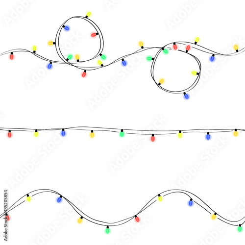 Christmas garland, LED garland on the Christmas tree. Decoration of a Christmas tree.