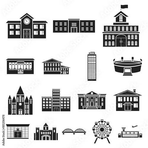 Building repair black icons in set collection for design.Building material and tools vector symbol stock web illustration.