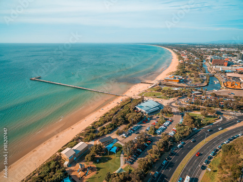Obraz na płótnie Aerial view of Frankston pier and coastline. Melbourne, Australia