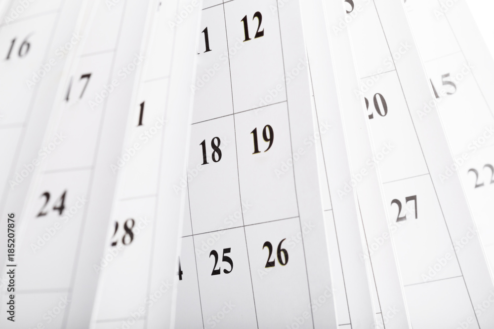 Calendar pages close up business time concept Calendar pages close up business time concept