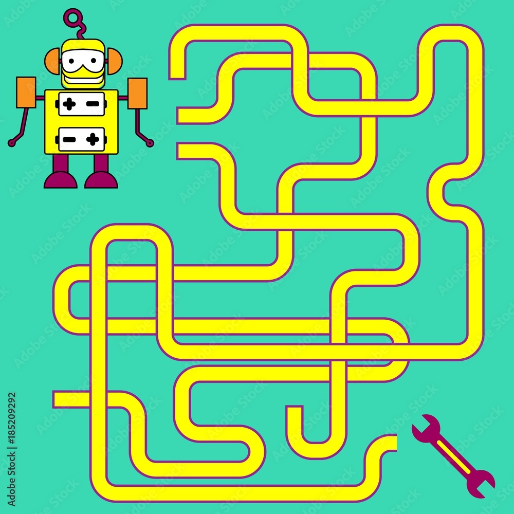 Cartoon Illustration of Paths or Maze Puzzle Activity Game. Kids learning games collection Cartoon Illustration of Paths or Maze Puzzle Activity Game. Kids learning games collection