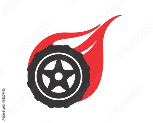 wheel on fire image icon vector