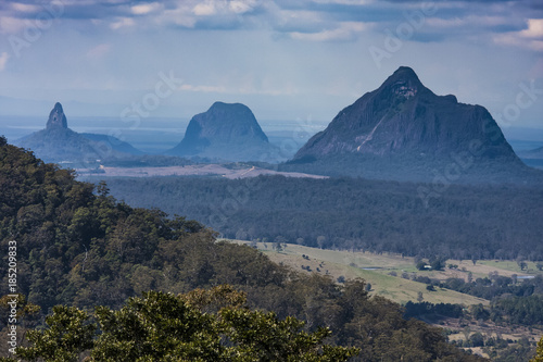 View of the Glashouse Mountains, Sunshine Coast hinterland, South East Queensland. photo