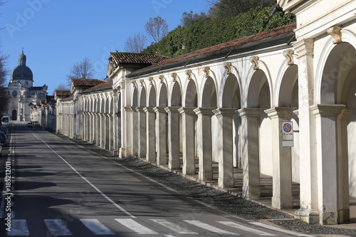 historic walkway for pilgrims to reach the sanctuary of Our Lady called Madonna di Monte Berico in Vicenza in Italy photo