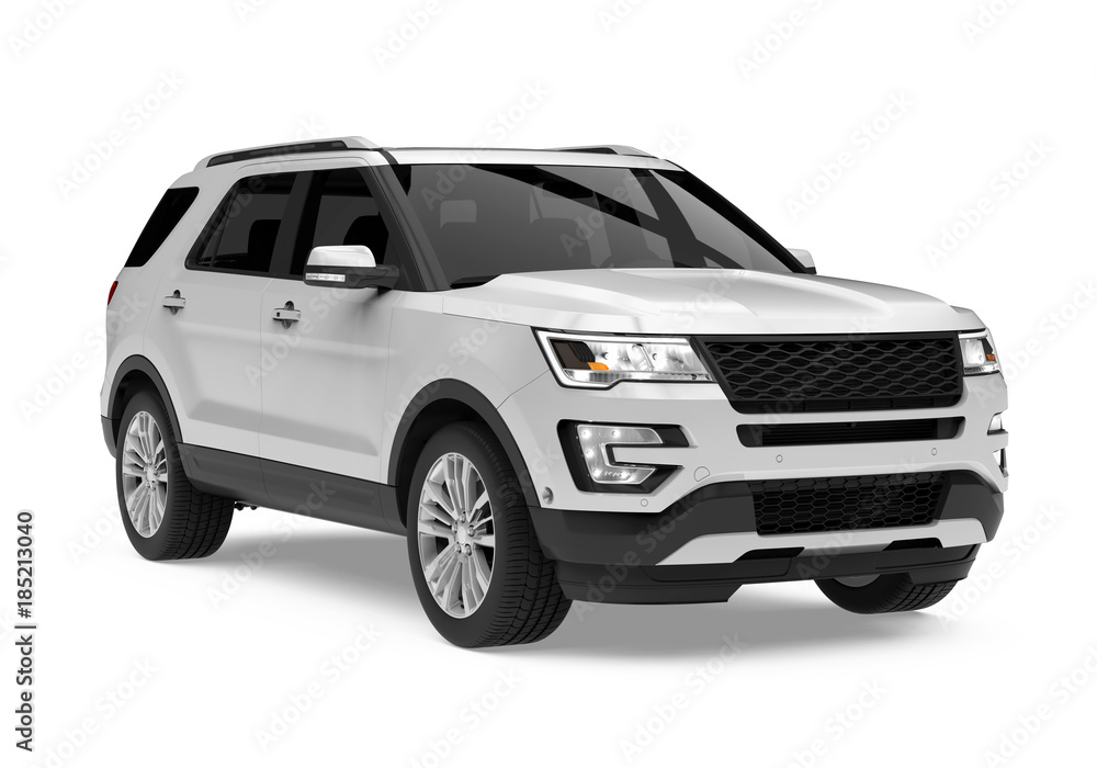 Silver SUV Car Isolated Silver SUV Car Isolated
