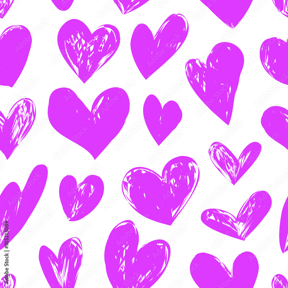 Seamless pink pattern with heart, vector illustration