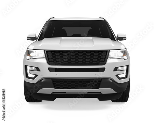 Silver SUV Car Isolated