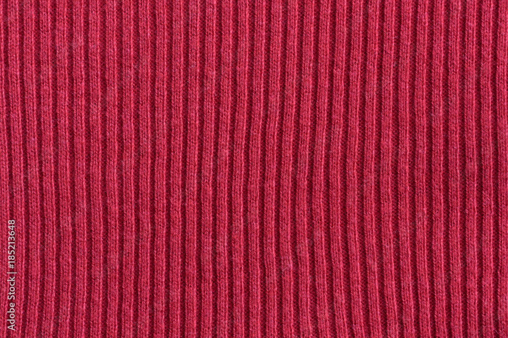 Fototapeta premium Red cotton striped knitting fabric background