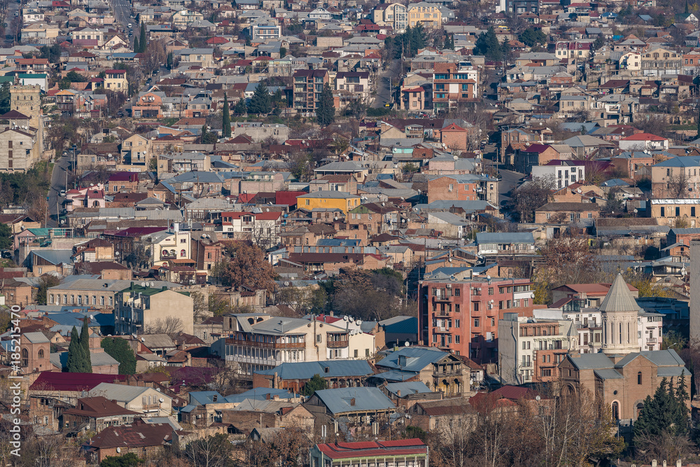 TBILISI, GEORGIA - DEC. 10, 2017 : Tbilisi old town in the afternoon taken from the hill