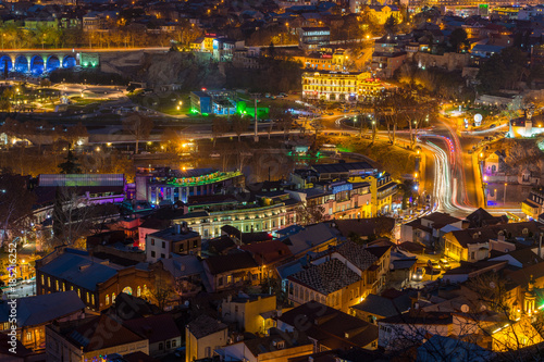 TBILISI  GEORGIA - DEC. 12  2017   Tbilisi at night taken from the hill