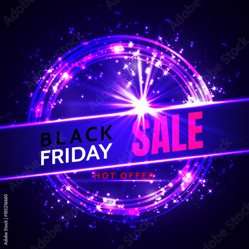 black friday sale neon vector banners. illustration photo