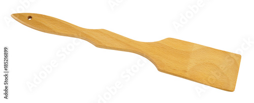 wooden spatula for kitchen utensils on white background